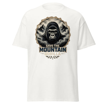 Save the Mountain Gorilla T-Shirt | Wildlife Conservation Tee - White - TeeRipple