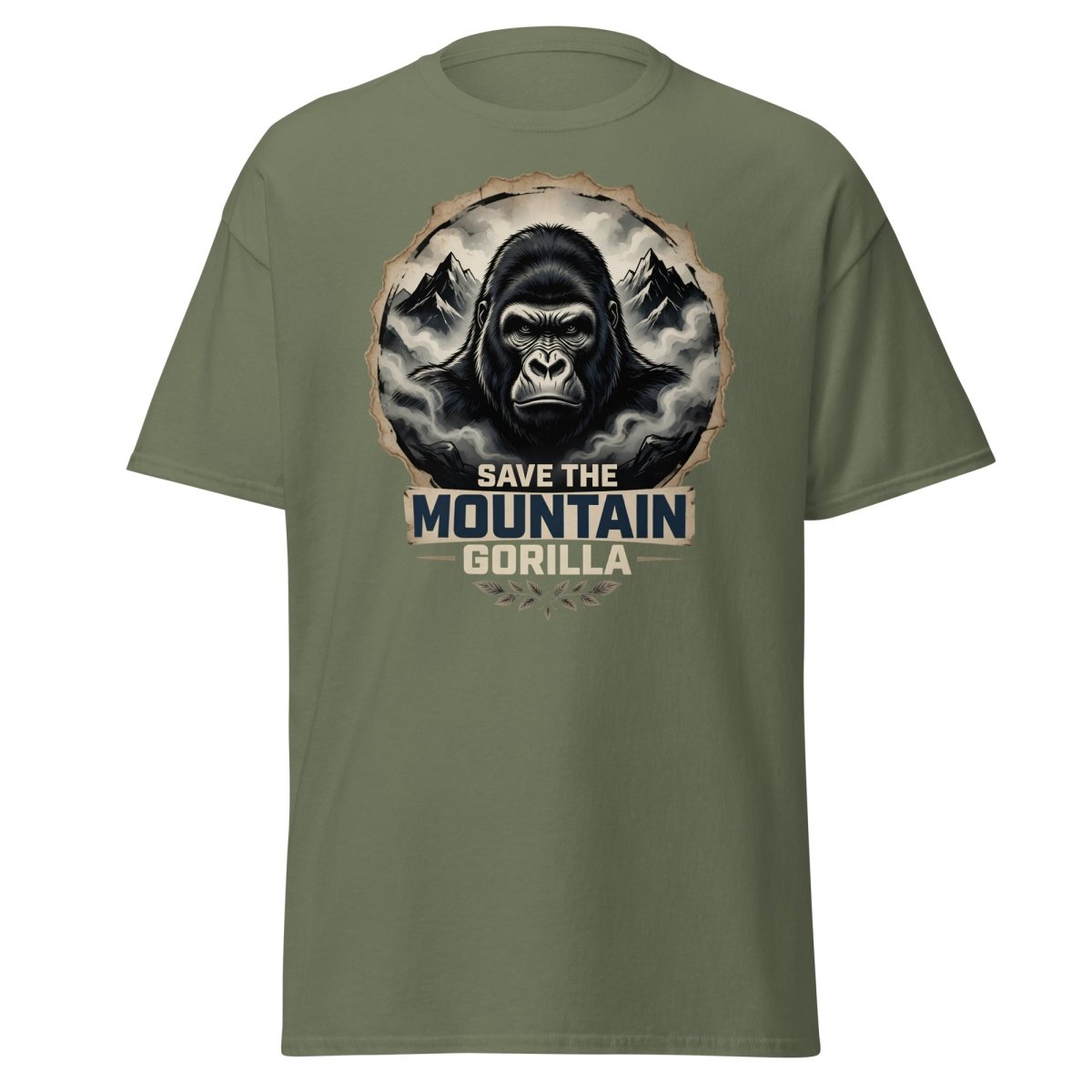 Save the Mountain Gorilla T-Shirt | Wildlife Conservation Tee - Military Green - TeeRipple
