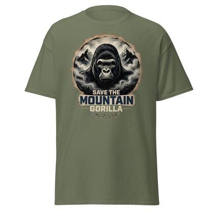 Save the Mountain Gorilla T-Shirt | Wildlife Conservation Tee - Military Green - TeeRipple