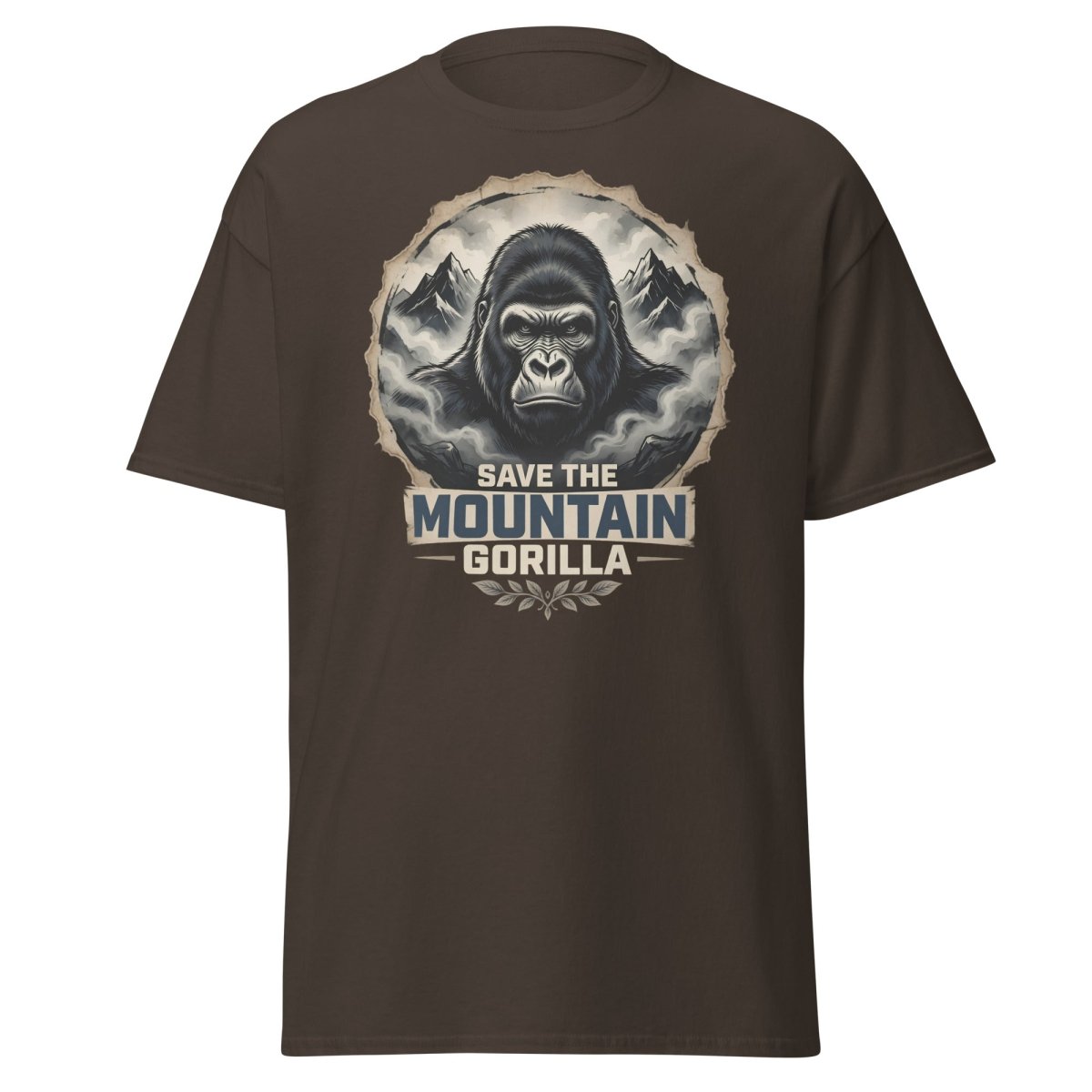 Save the Mountain Gorilla T-Shirt | Wildlife Conservation Tee - Dark Chocolate - TeeRipple