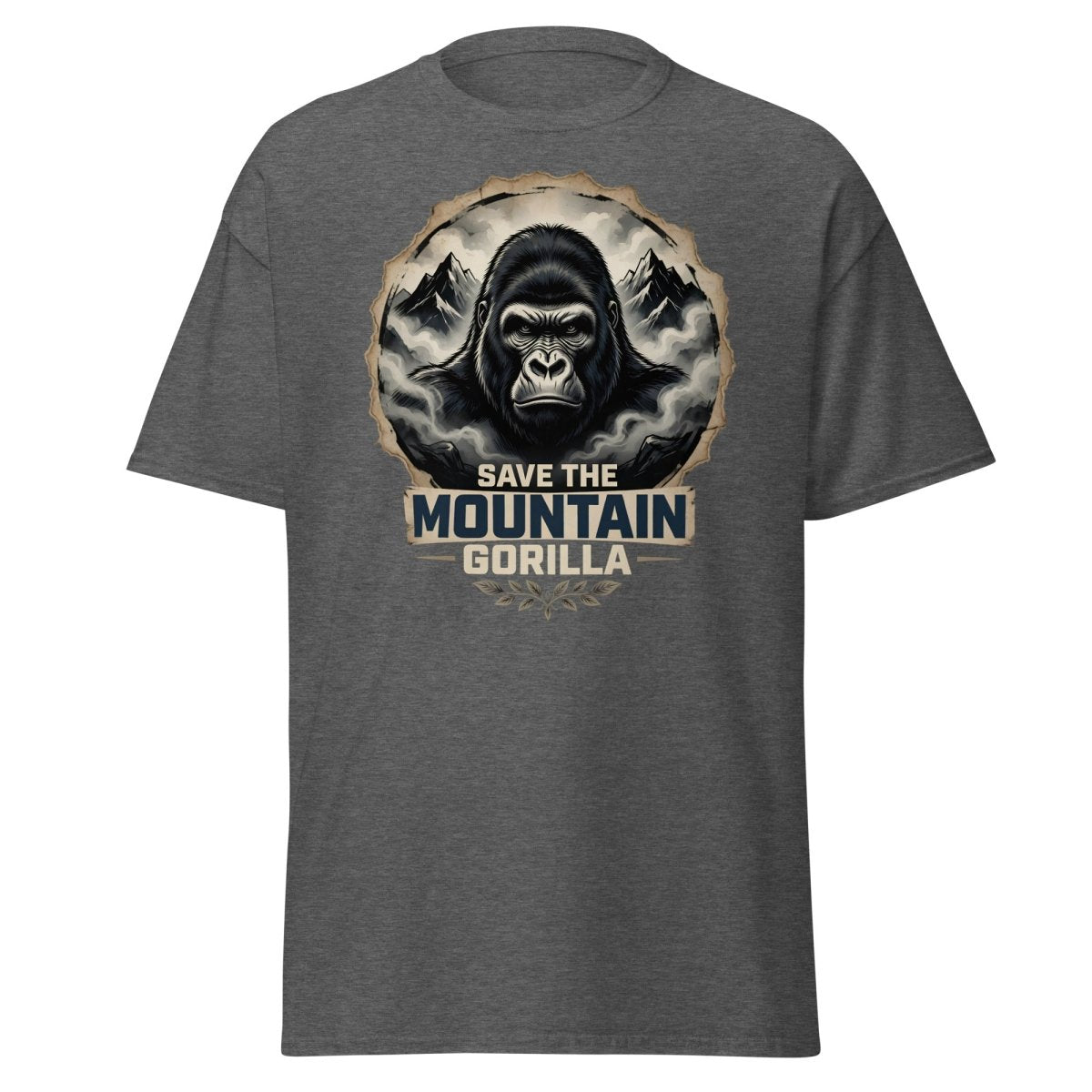 Save the Mountain Gorilla T-Shirt | Wildlife Conservation Tee - Dark Heather - TeeRipple