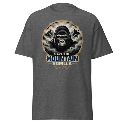 Save the Mountain Gorilla T-Shirt | Wildlife Conservation Tee - Dark Heather - TeeRipple
