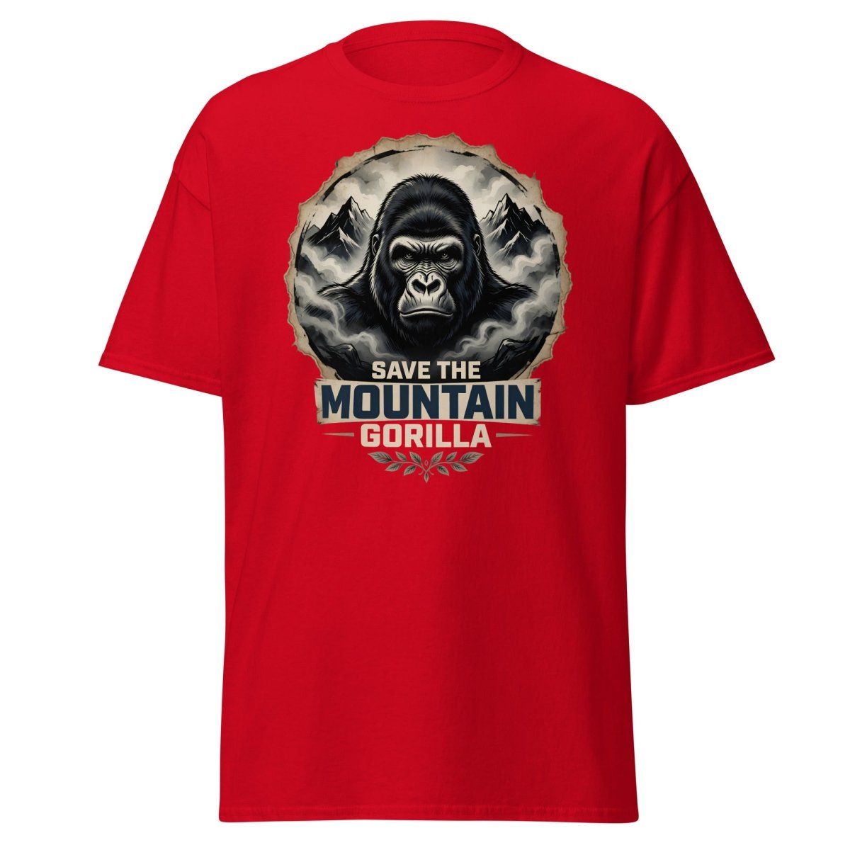 Save the Mountain Gorilla T-Shirt | Wildlife Conservation Tee - Red - TeeRipple