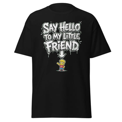 Say Hello to My Little Friend T-Shirt – Funny Cartoon Tee - Black - TeeRipple