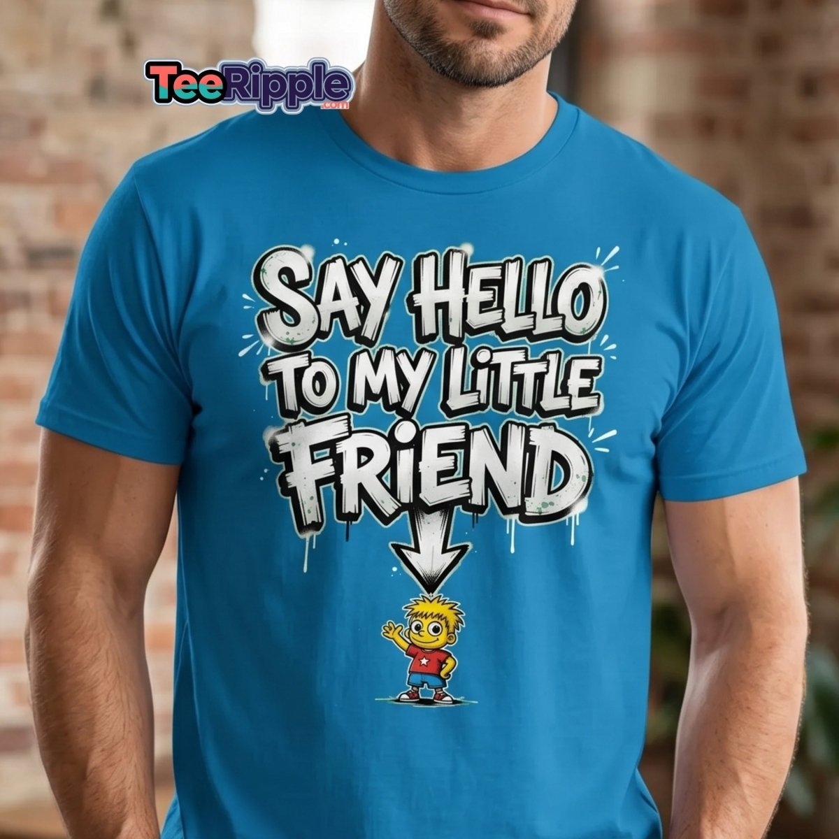 Say Hello to My Little Friend T-Shirt – Funny Cartoon Tee - Maroon - TeeRipple