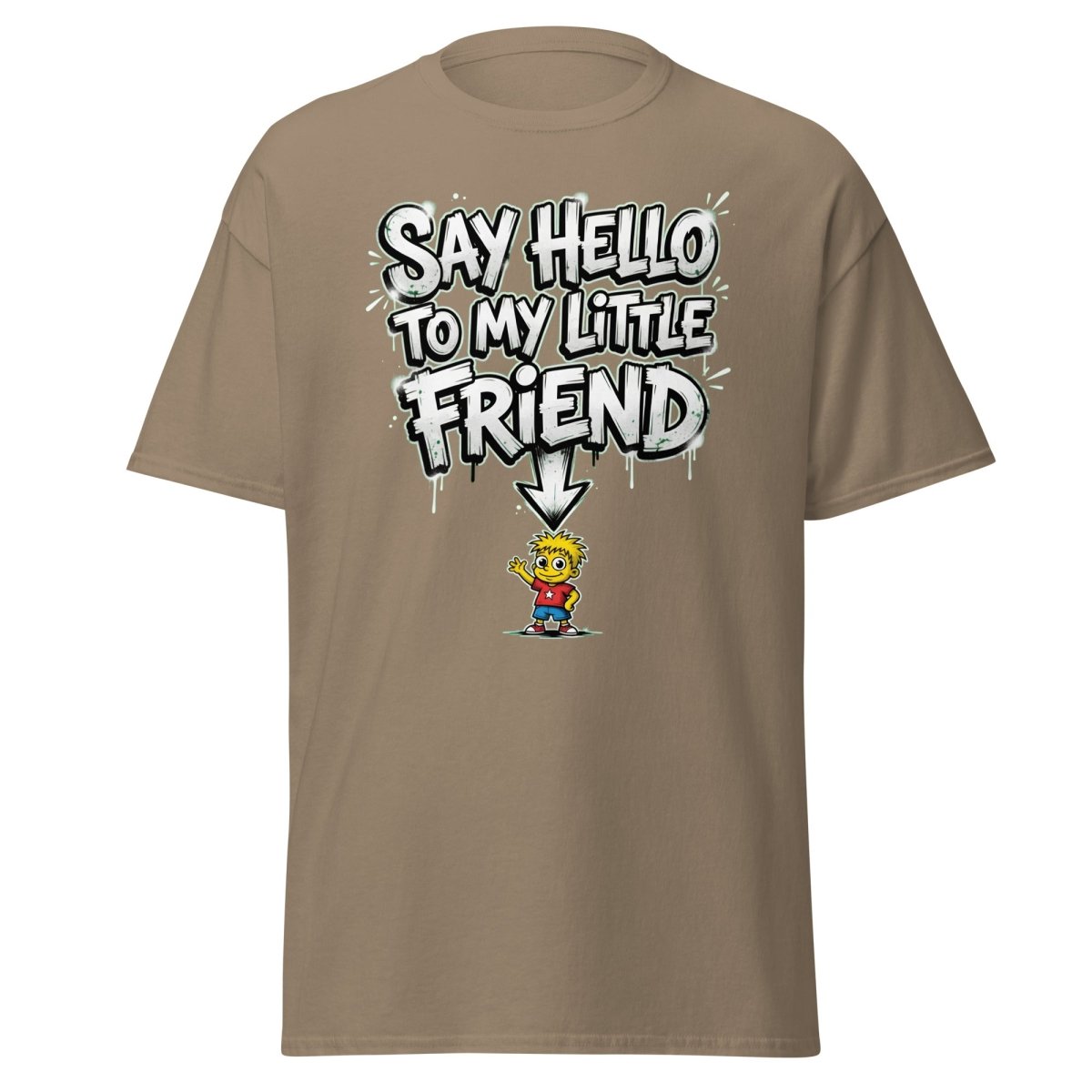 Say Hello to My Little Friend T-Shirt – Funny Cartoon Tee - Brown Savana - TeeRipple