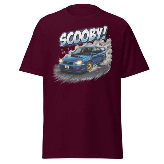 Scooby! Subaru WRX STI Drift T-Shirt – JDM Cherry Bomb Tee - Maroon - TeeRipple