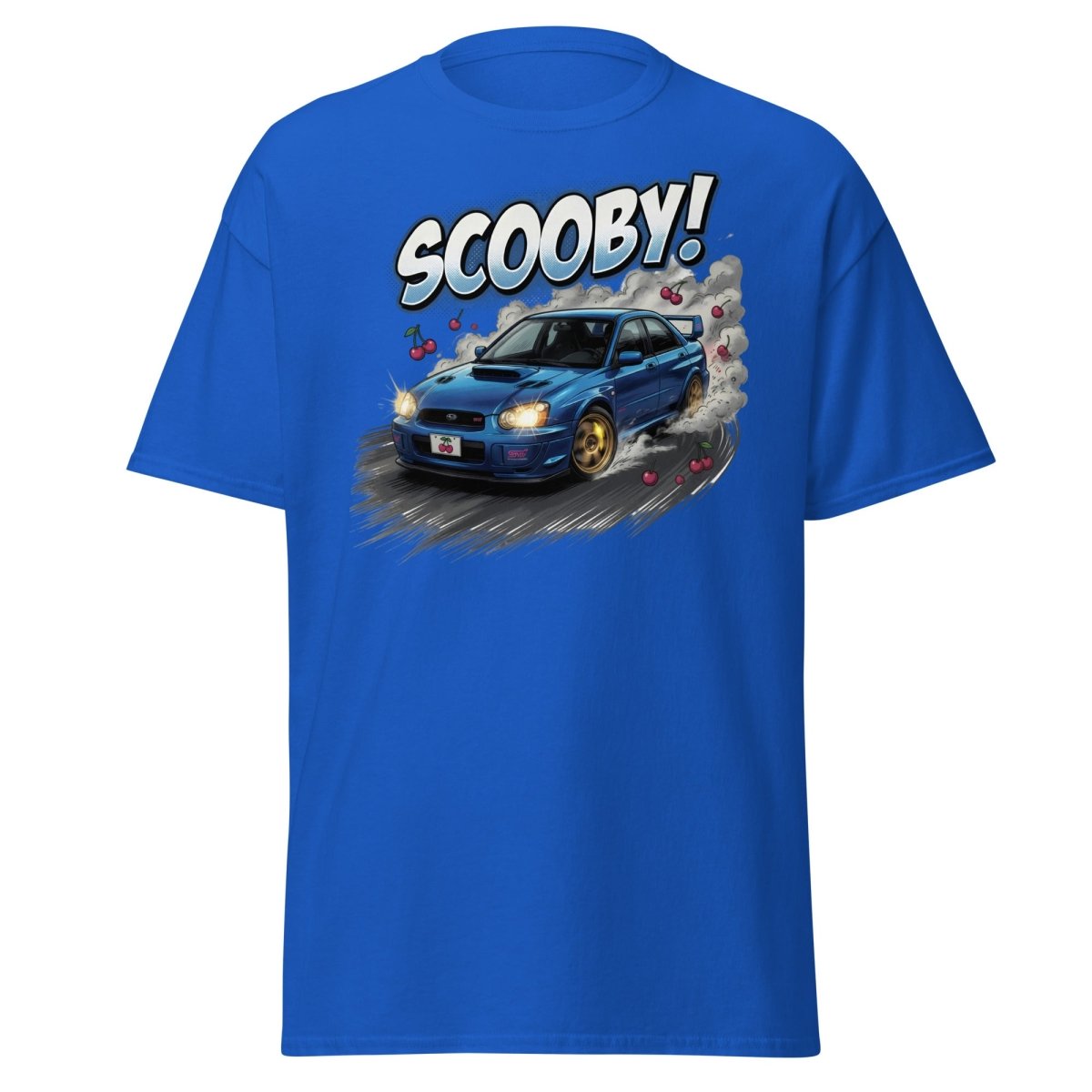 Scooby! Subaru WRX STI Drift T-Shirt – JDM Cherry Bomb Tee - Royal - TeeRipple