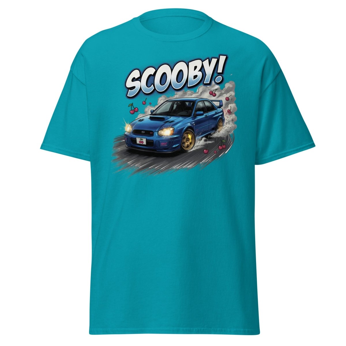 Scooby! Subaru WRX STI Drift T-Shirt – JDM Cherry Bomb Tee - Tropical Blue - TeeRipple