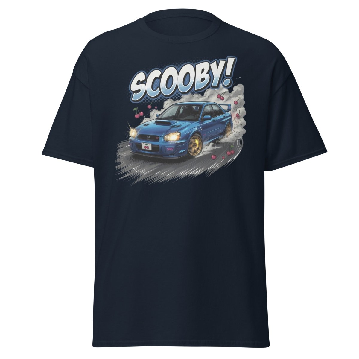 Scooby! Subaru WRX STI Drift T-Shirt – JDM Cherry Bomb Tee - Navy - TeeRipple