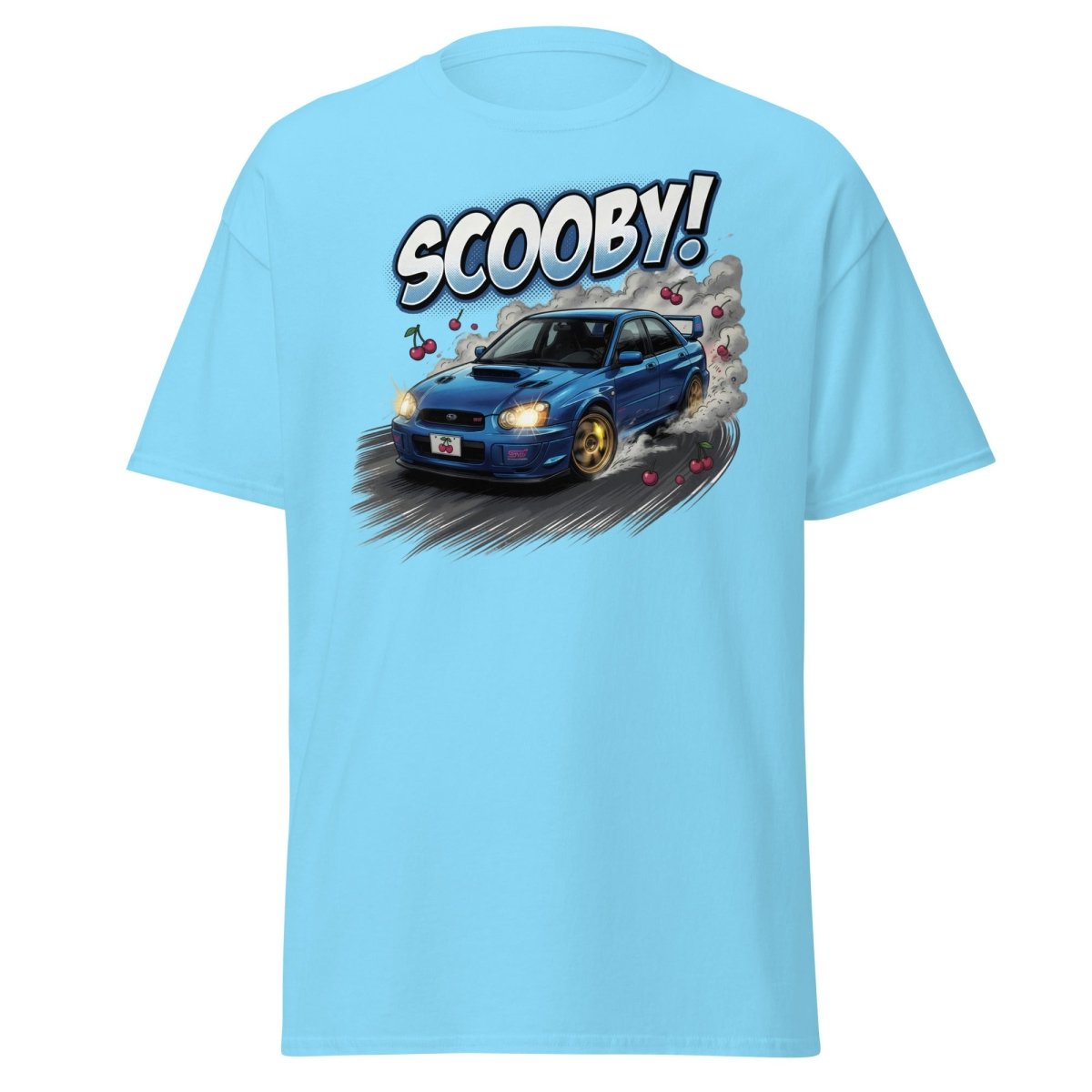 Scooby! Subaru WRX STI Drift T-Shirt – JDM Cherry Bomb Tee - Sky - TeeRipple