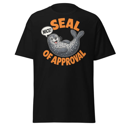 Seal of Approval Funny T-Shirt | Cute Cartoon Seal Tee - Black - TeeRipple