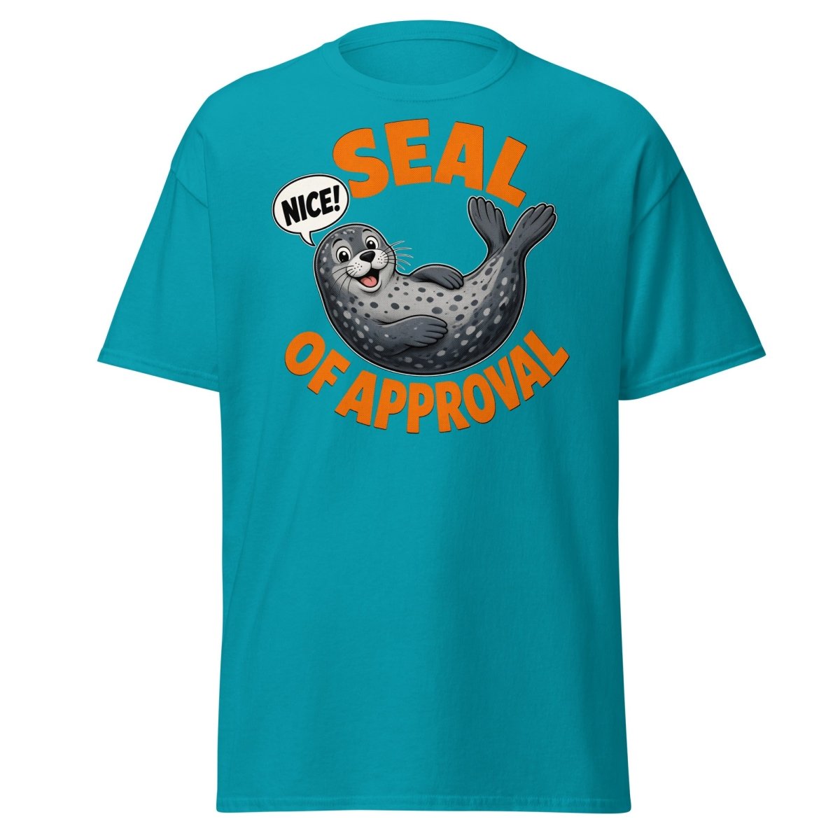 Seal of Approval Funny T-Shirt | Cute Cartoon Seal Tee - Tropical Blue - TeeRipple