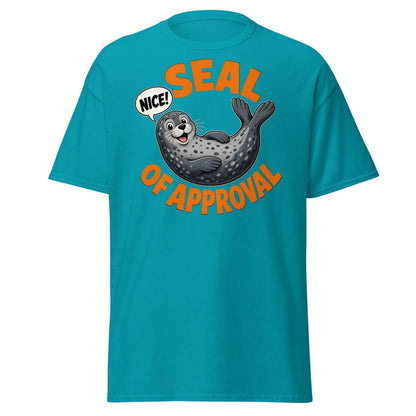 Seal of Approval Funny T-Shirt | Cute Cartoon Seal Tee - Tropical Blue - TeeRipple