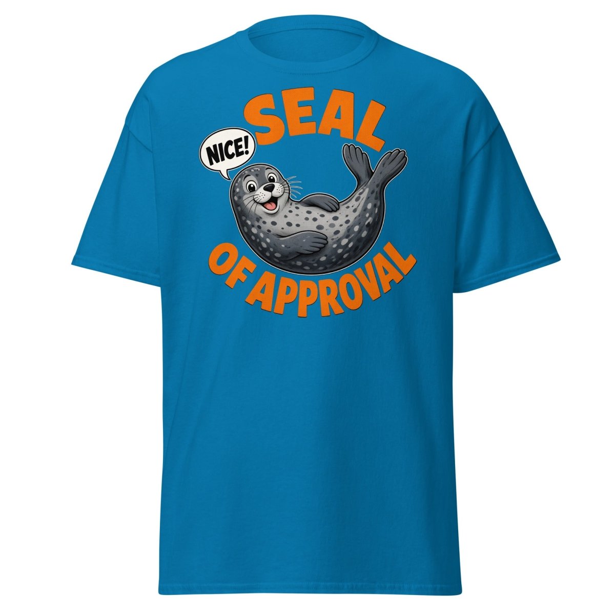 Seal of Approval Funny T-Shirt | Cute Cartoon Seal Tee - Sapphire - TeeRipple