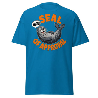 Seal of Approval Funny T-Shirt | Cute Cartoon Seal Tee - Sapphire - TeeRipple