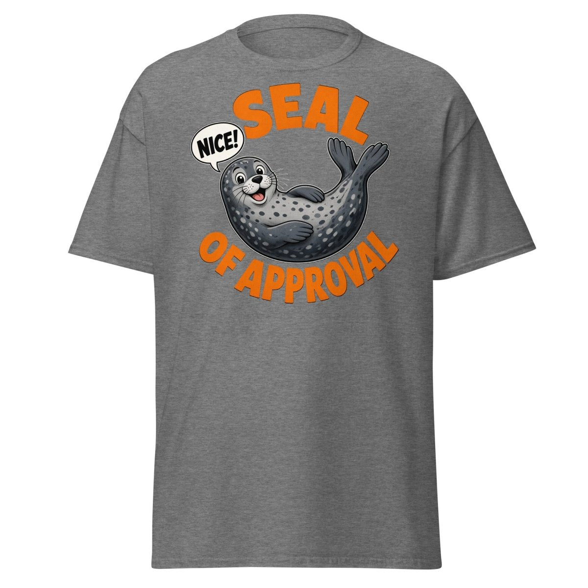 Seal of Approval Funny T-Shirt | Cute Cartoon Seal Tee - Graphite Heather - TeeRipple