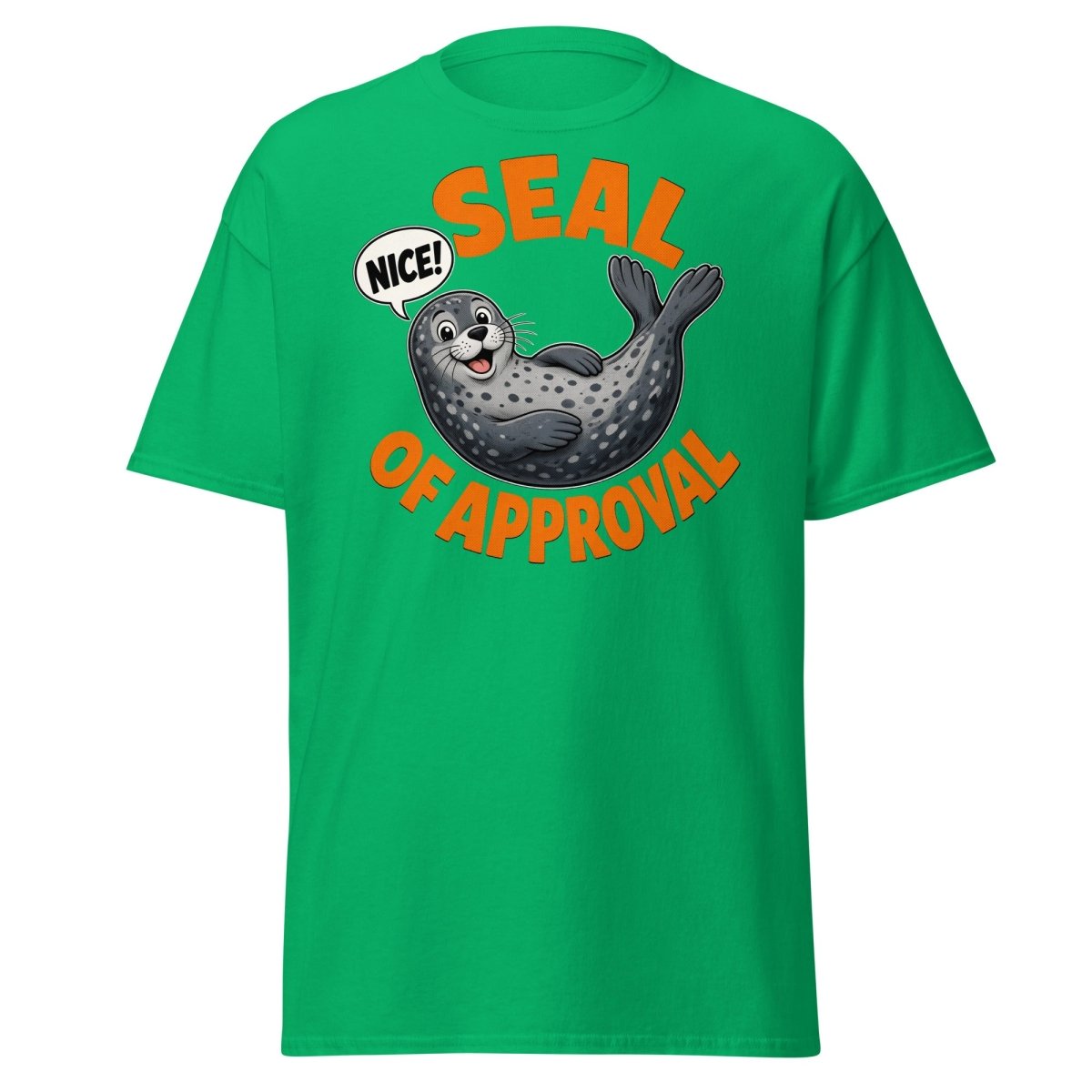 Seal of Approval Funny T-Shirt | Cute Cartoon Seal Tee - Irish Green - TeeRipple