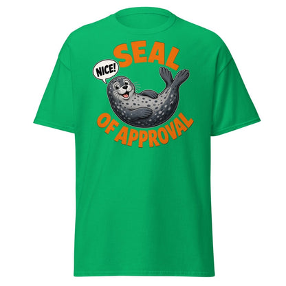 Seal of Approval Funny T-Shirt | Cute Cartoon Seal Tee - Irish Green - TeeRipple