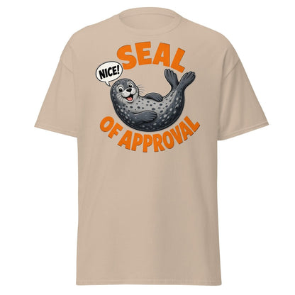 Seal of Approval Funny T-Shirt | Cute Cartoon Seal Tee - Sand - TeeRipple