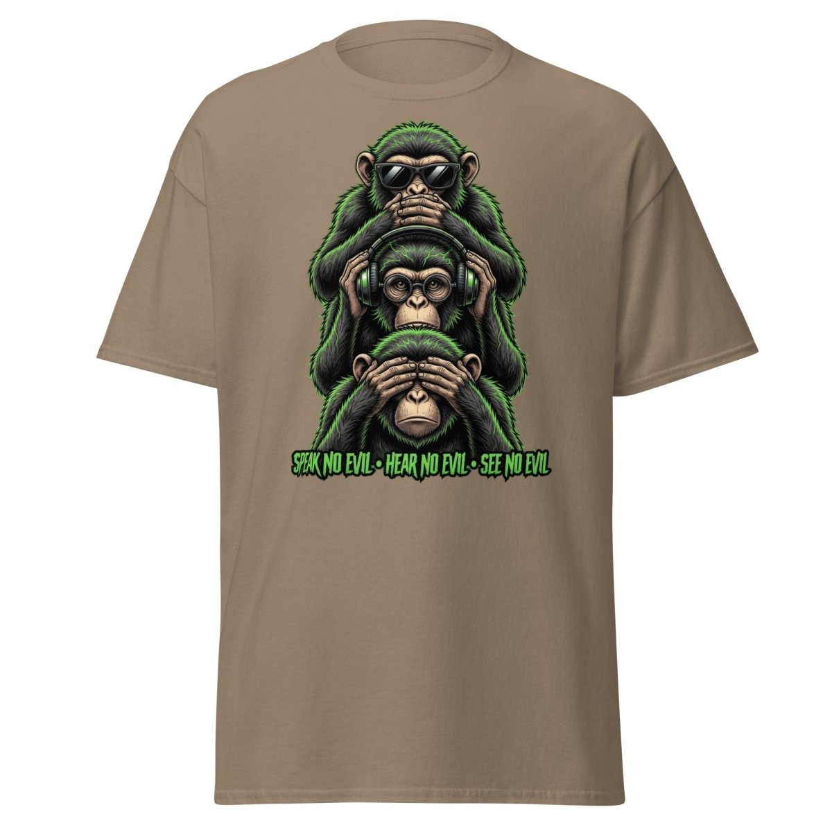 See No Evil Hear No Evil Speak No Evil Monkey T-Shirt - Brown Savana - TeeRipple