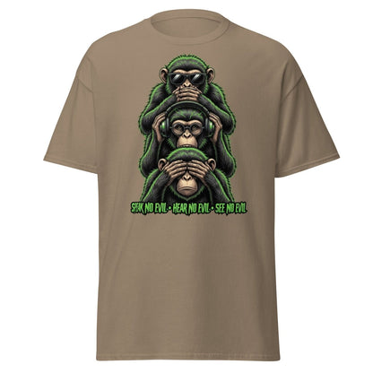 See No Evil Hear No Evil Speak No Evil Monkey T-Shirt - Brown Savana - TeeRipple