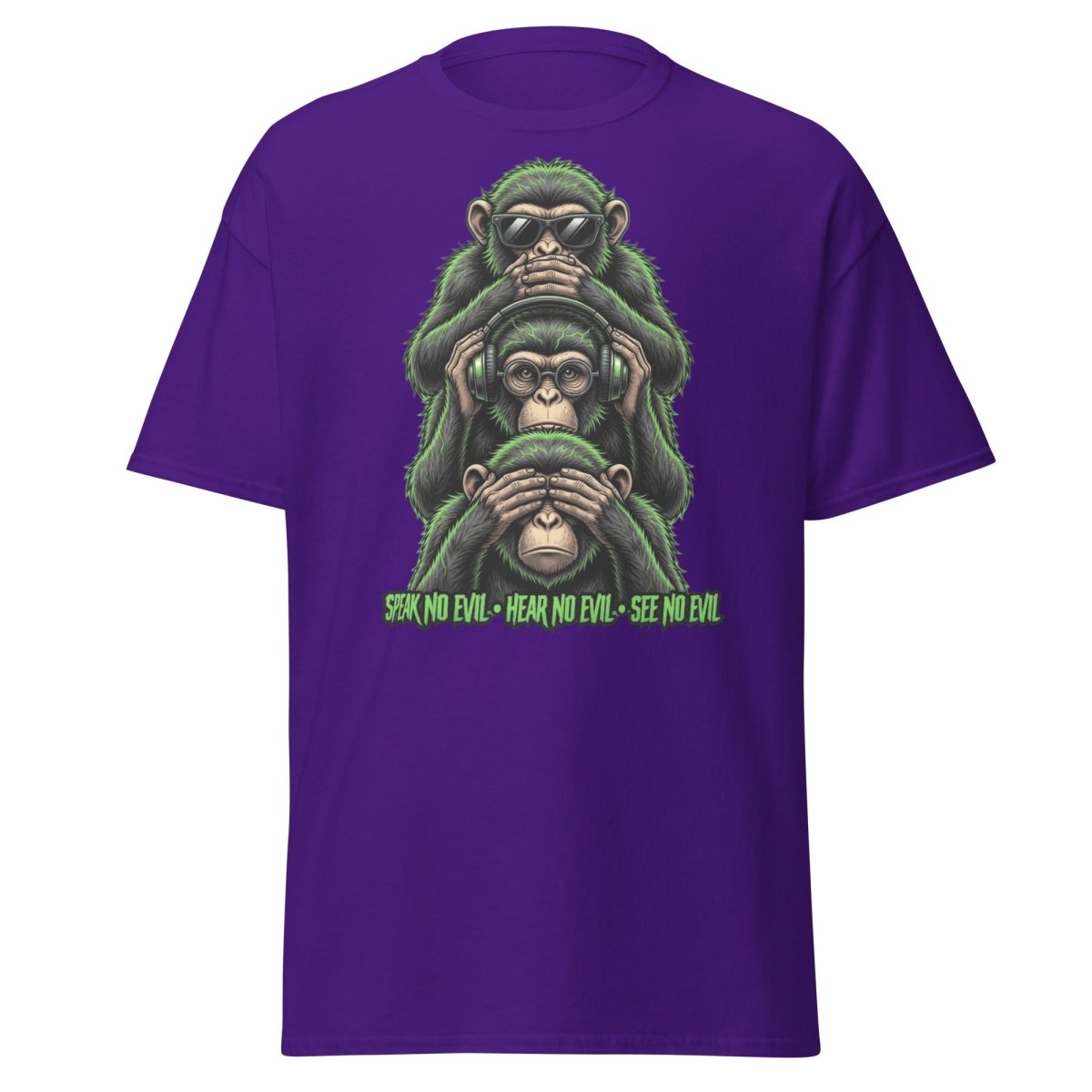 See No Evil Hear No Evil Speak No Evil Monkey T-Shirt - Purple - TeeRipple