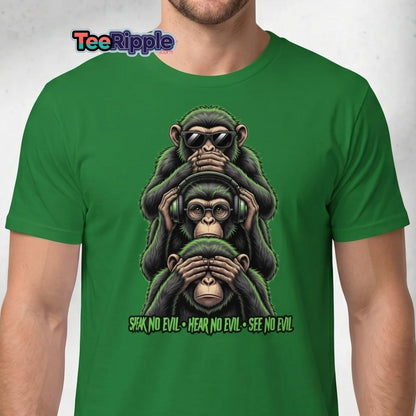 See No Evil Hear No Evil Speak No Evil Monkey T-Shirt - Maroon - TeeRipple