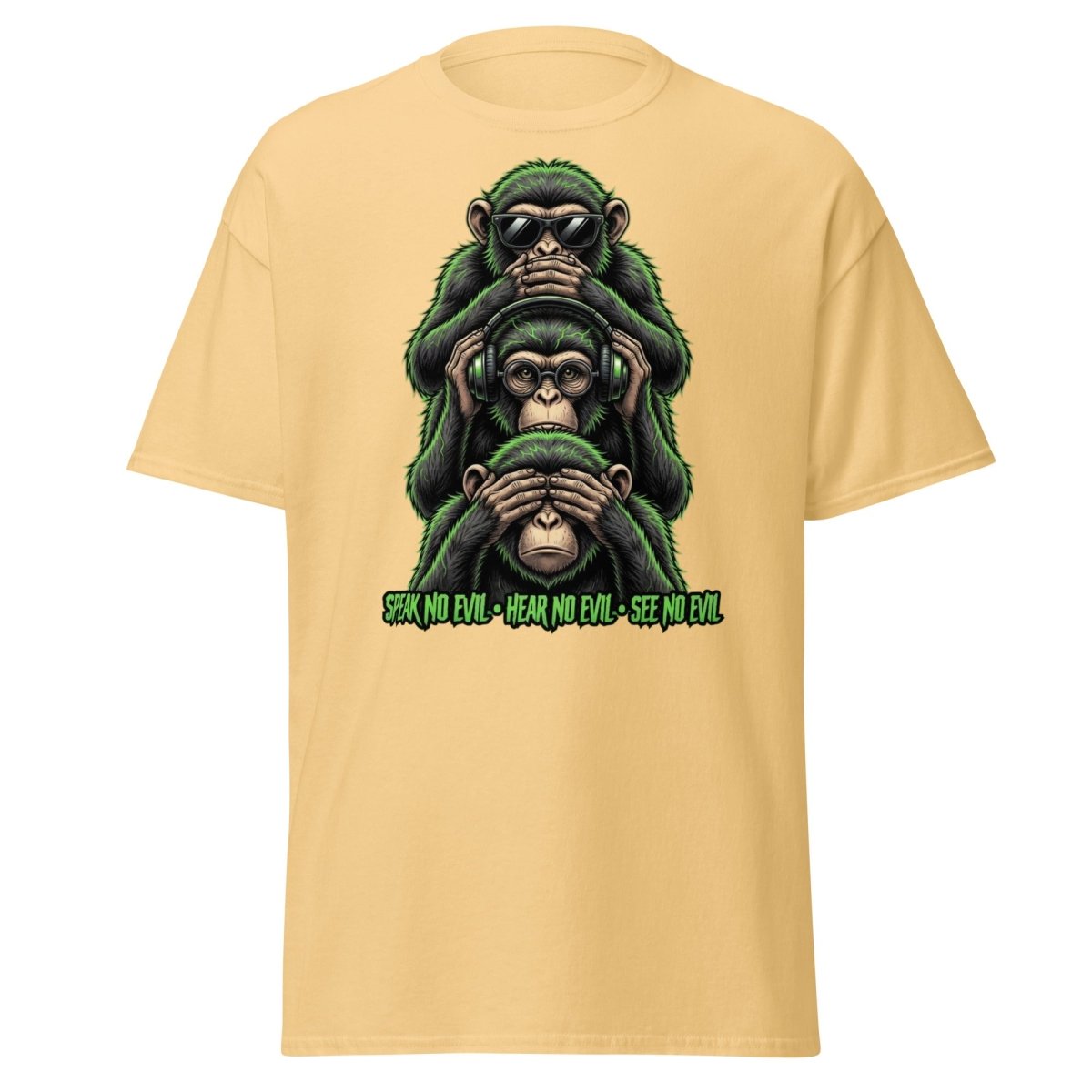 See No Evil Hear No Evil Speak No Evil Monkey T-Shirt - Yellow Haze - TeeRipple