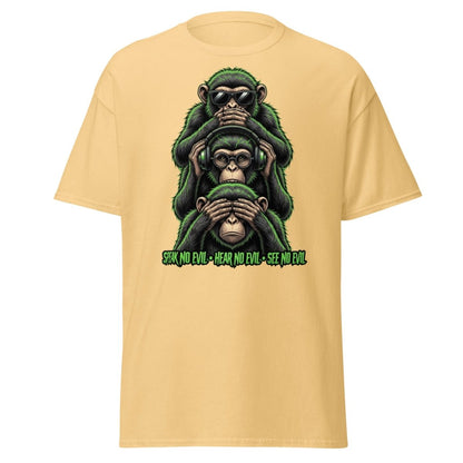 See No Evil Hear No Evil Speak No Evil Monkey T-Shirt - Yellow Haze - TeeRipple