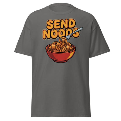 Send Noods T-Shirt - Funny Noodle Pun Tee - Charcoal - TeeRipple