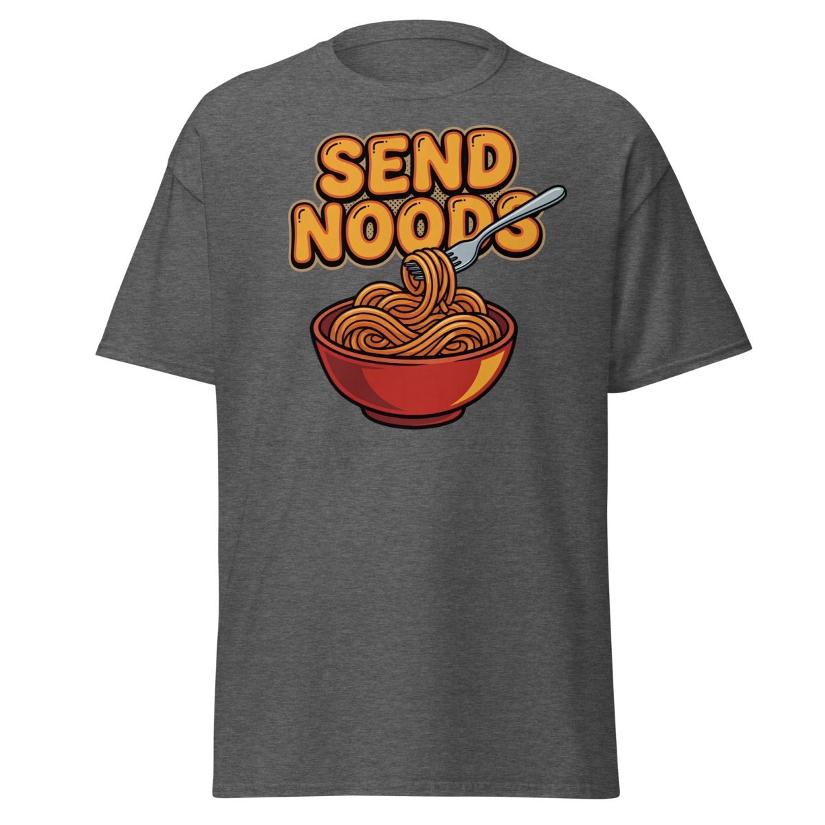 Send Noods T-Shirt - Funny Noodle Pun Tee - Dark Heather - TeeRipple