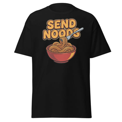 Send Noods T-Shirt - Funny Noodle Pun Tee - Black - TeeRipple