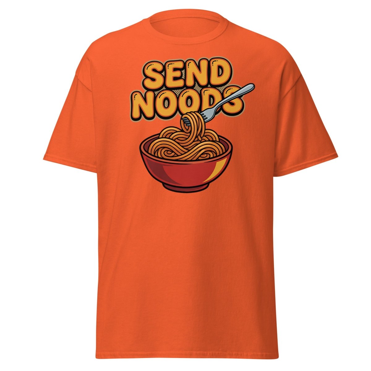 Send Noods T-Shirt - Funny Noodle Pun Tee - Orange - TeeRipple