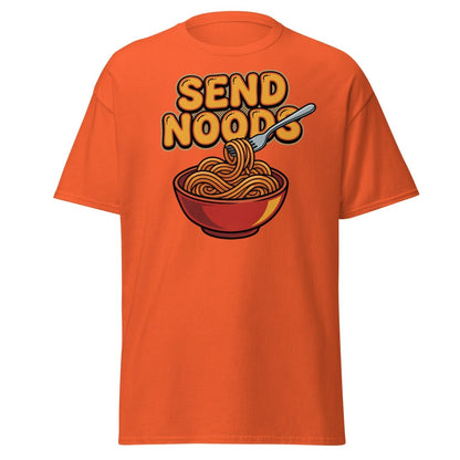 Send Noods T-Shirt - Funny Noodle Pun Tee - Orange - TeeRipple