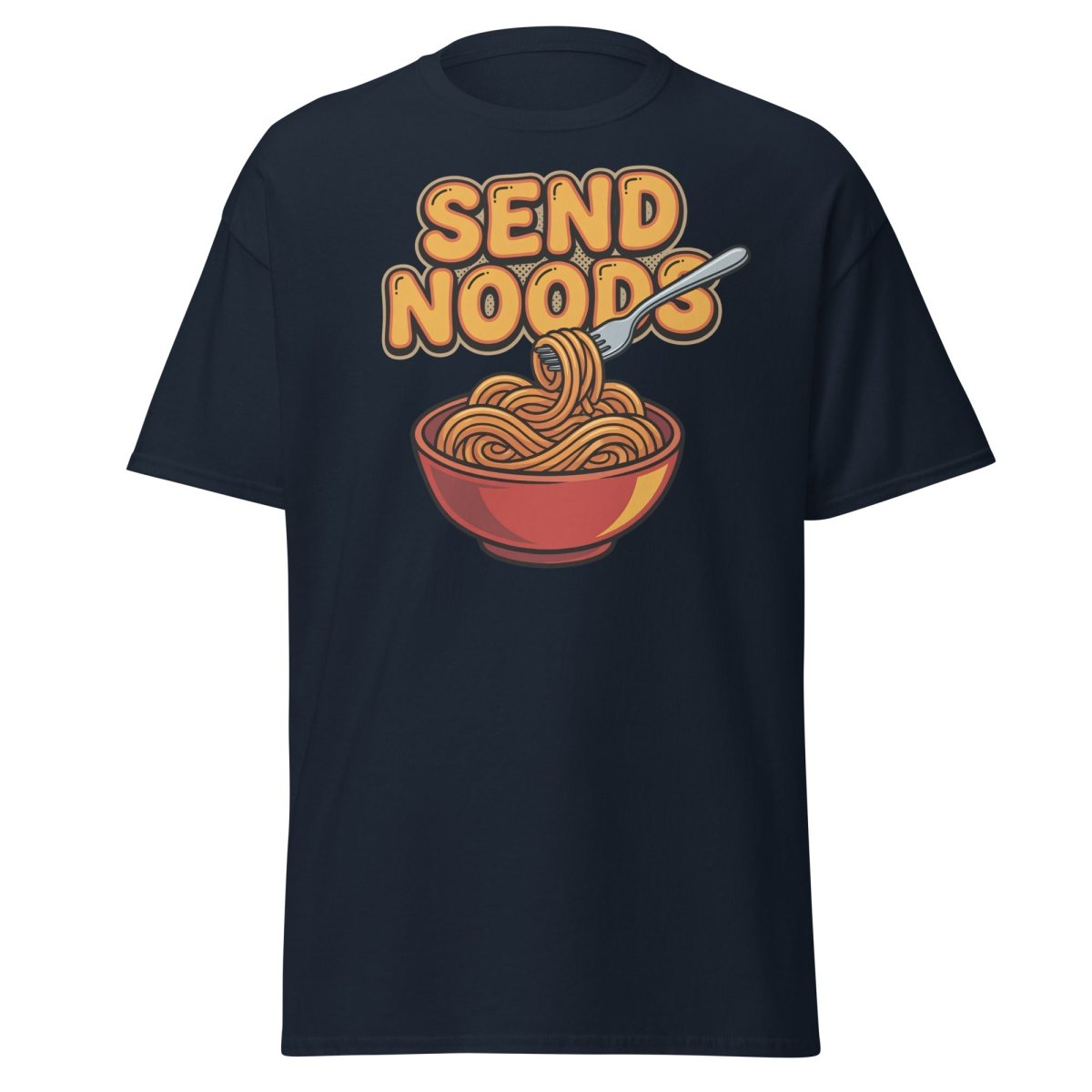 Send Noods T-Shirt - Funny Noodle Pun Tee - Navy - TeeRipple
