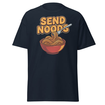 Send Noods T-Shirt - Funny Noodle Pun Tee - Navy - TeeRipple