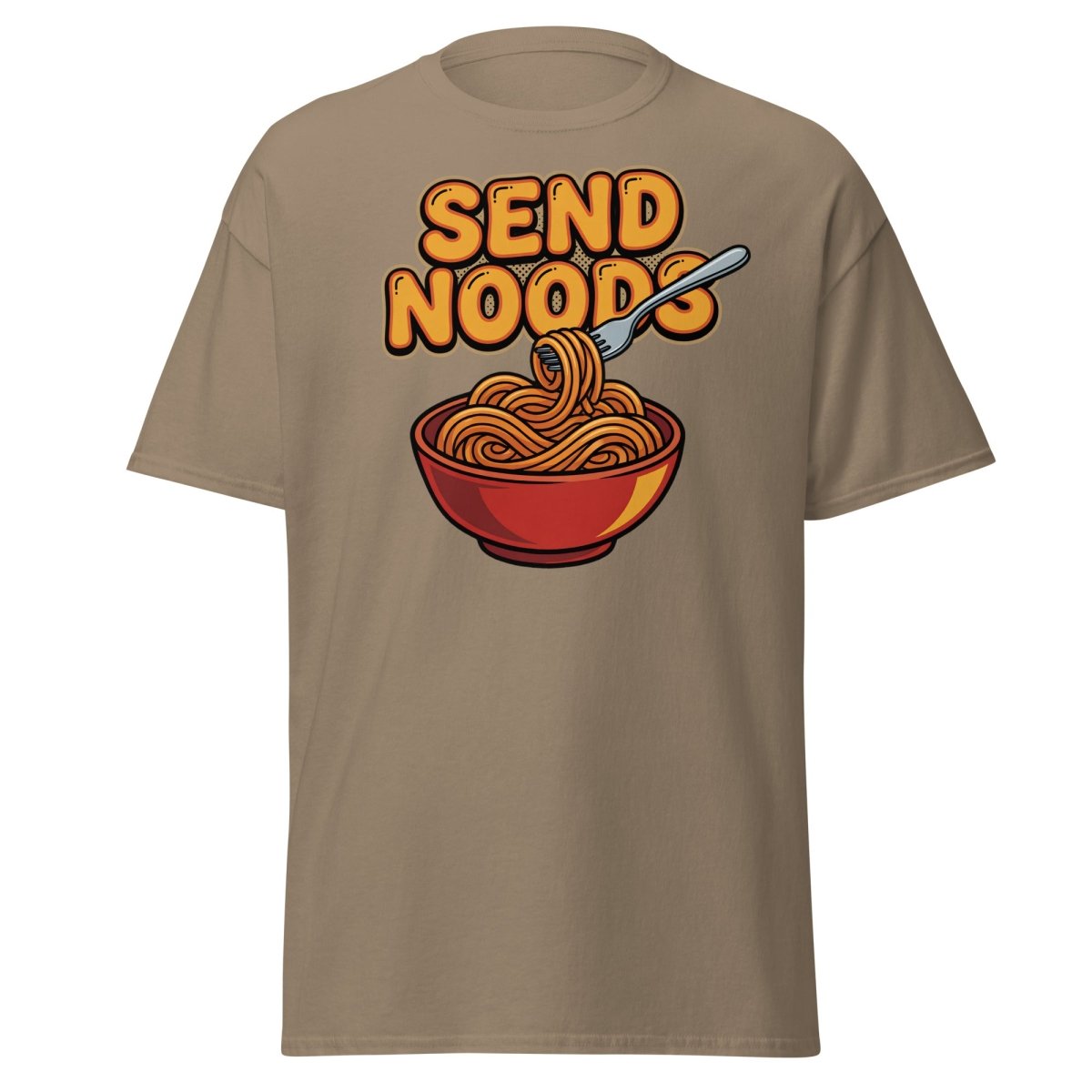Send Noods T-Shirt - Funny Noodle Pun Tee - Brown Savana - TeeRipple