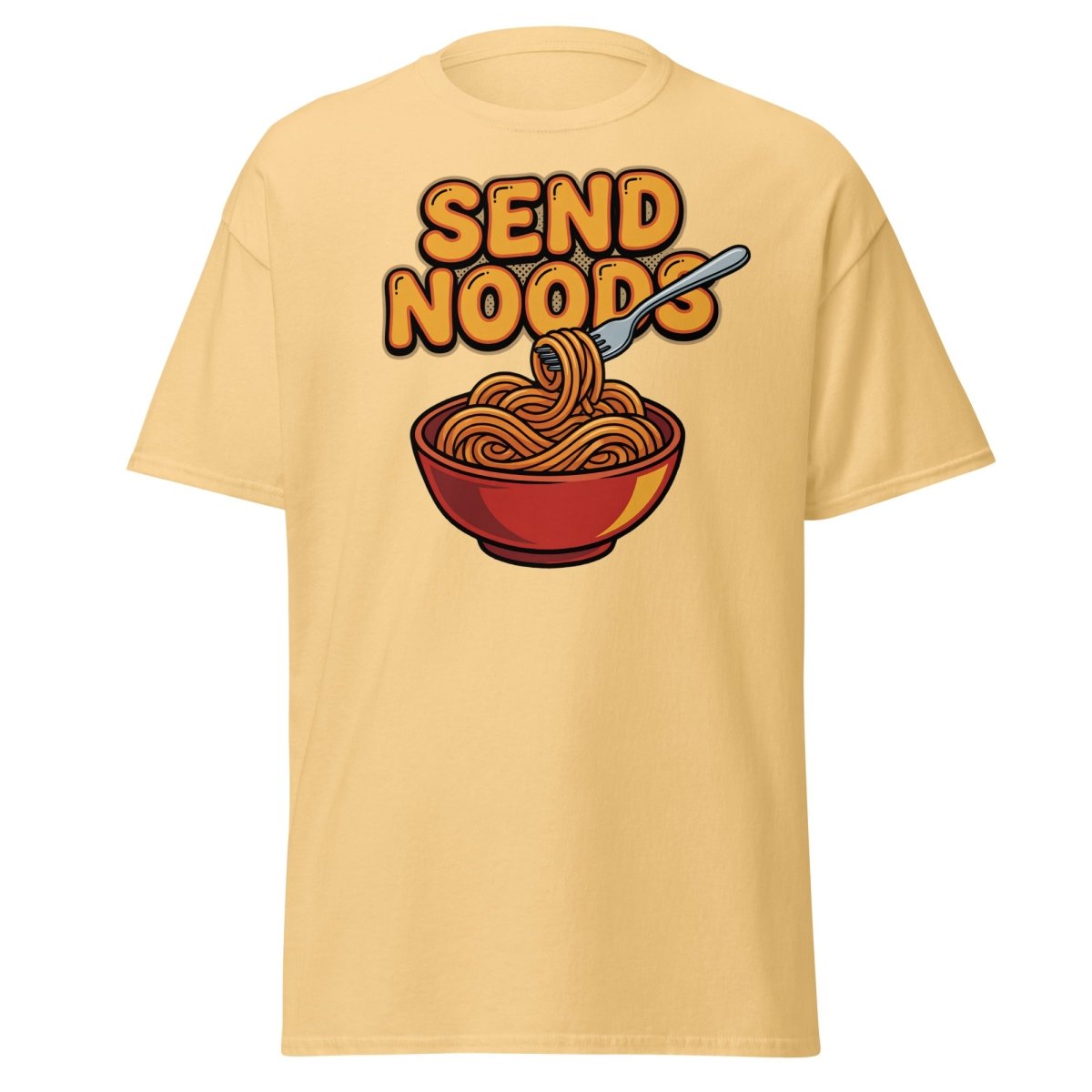 Send Noods T-Shirt - Funny Noodle Pun Tee - Yellow Haze - TeeRipple