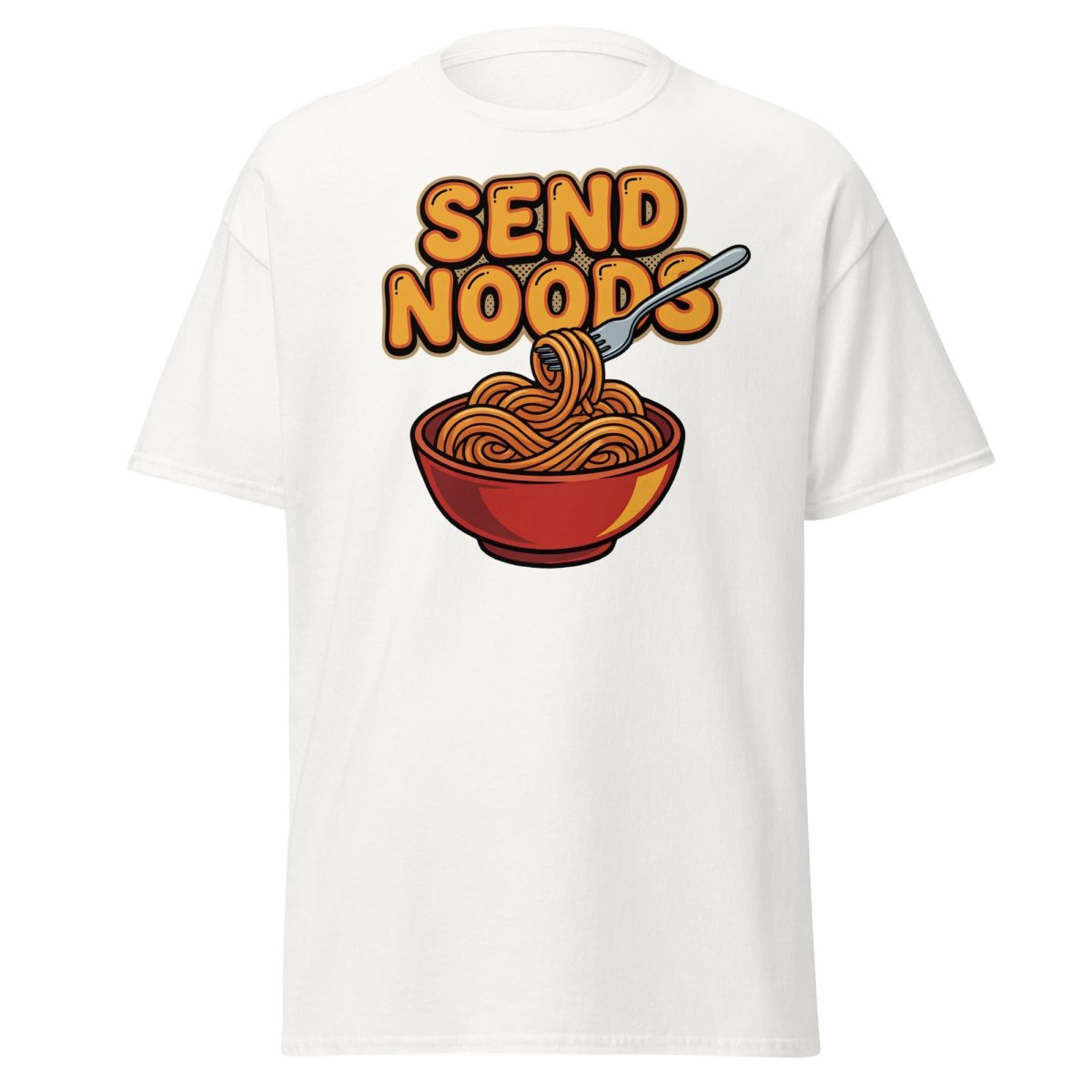Send Noods T-Shirt - Funny Noodle Pun Tee - White - TeeRipple