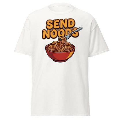 Send Noods T-Shirt - Funny Noodle Pun Tee - White - TeeRipple
