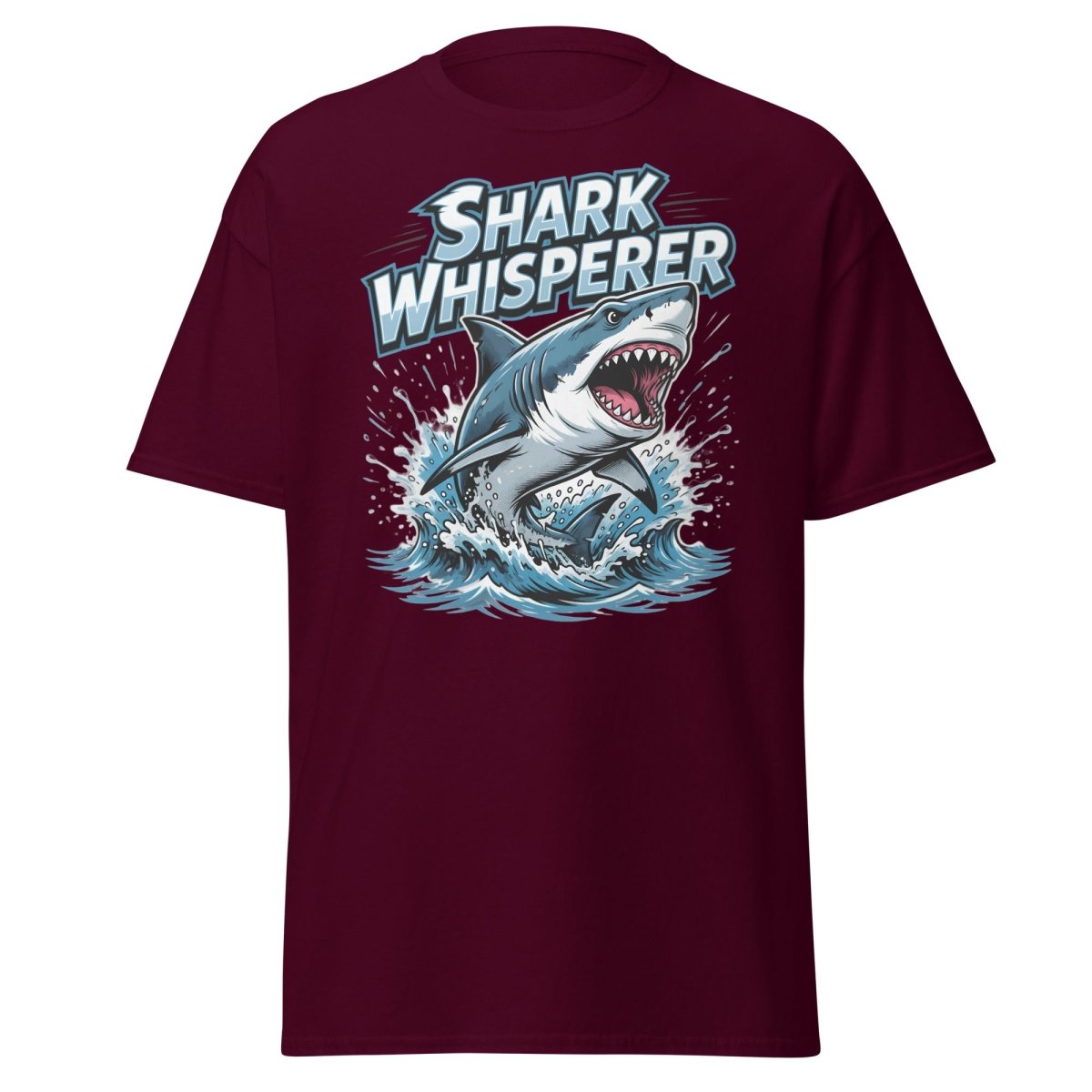 Shark Whisperer T-Shirt - Funny Shark Lover Tee - Maroon - TeeRipple