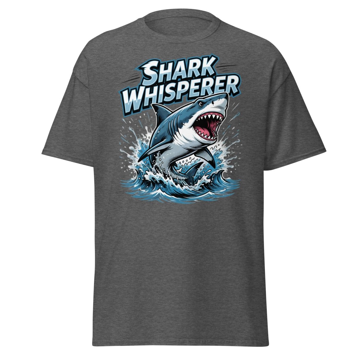 Shark Whisperer T-Shirt - Funny Shark Lover Tee - Dark Heather - TeeRipple