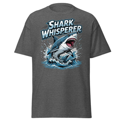 Shark Whisperer T-Shirt - Funny Shark Lover Tee - Dark Heather - TeeRipple