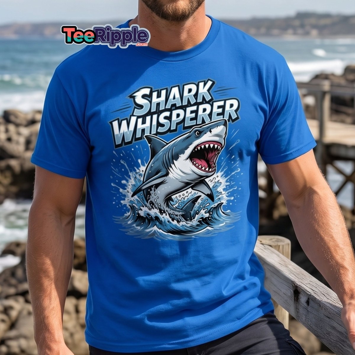 Shark Whisperer T-Shirt - Funny Shark Lover Tee - Maroon - TeeRipple