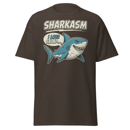 Sharkasm Shark T-Shirt - Funny I Love Salad Sarcastic Tee - Dark Chocolate - TeeRipple