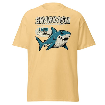 Sharkasm Shark T-Shirt - Funny I Love Salad Sarcastic Tee - Yellow Haze - TeeRipple