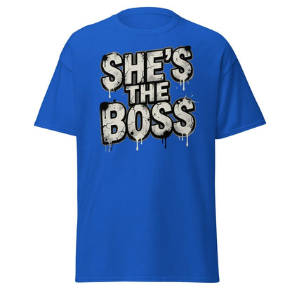 She's The Boss T-Shirt - Graffiti Boss Lady Streetwear Tee - Royal - TeeRipple