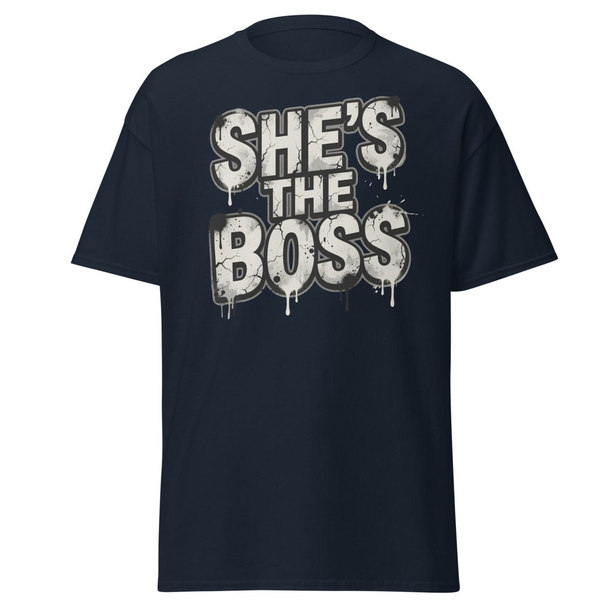 She's The Boss T-Shirt - Graffiti Boss Lady Streetwear Tee - Navy - TeeRipple