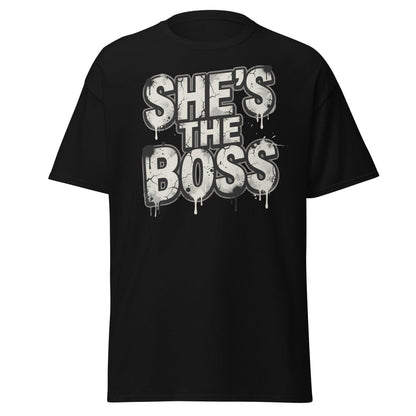 She's The Boss T-Shirt - Graffiti Boss Lady Streetwear Tee - Black - TeeRipple